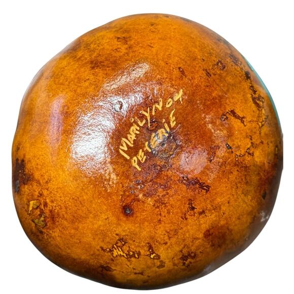 Vintage‎ Hand Carved Painted Gourd 6.5" Vase Hummingbird Signed Folk Art Decor - Picture 7 of 11